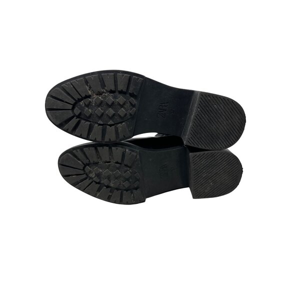 Zara Chelsea Lug Sole Chunky Heel Platform Ankle Boot Black Size 37 - Picture 11 of 11